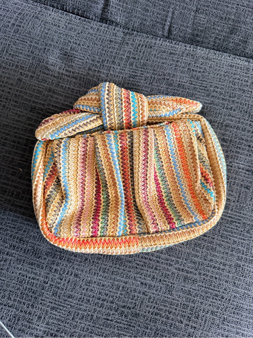 Multicolor Woven Straw Clutch Bag